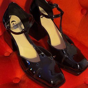 Gianni Bini Black Patent Leather Mary Janes Size 12 Women 3" Heel